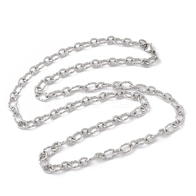 Tarnish Resistant Unisex 304 Stainless Steel Textured Cable Chain Necklaces STAS-L127-01P-1