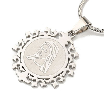 Non-Tarnish Virgin Mary Pendant Necklaces LS-NJEW-S422-02P-1