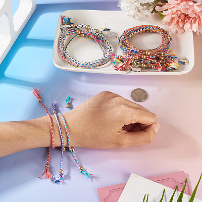 24Pcs 12 Colors Bohemian Braided Polyester Cord Bracelet Making MAK-TA0001-34-1