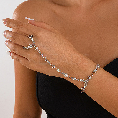 Alloy Flower & Cross Link Ring Bracelets for Women FS-WGB8DA7-06-1