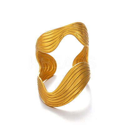 Wave Shape 304 Stainless Steel Cuff Rings for Women FS-WG77DEA-01-1