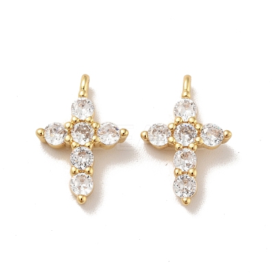Brass Micro Pave Cubic Zirconia Pendants KK-B059-18G-1