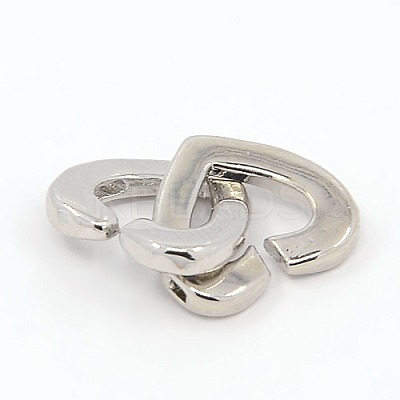 Brass Two Loops Heart Interlocking Clasps for DIY Jewelry KK-M051-01P-1