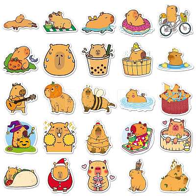 Cartoon Capybara Waterproof PVC Plastic Sticker Labels STIC-PW0006-16-1