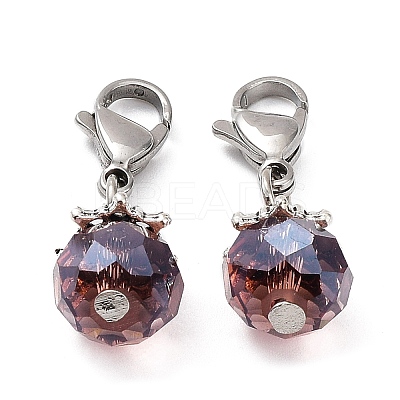 Electroplate Faceted Glass Pendants HJEW-TAC0004-03-1