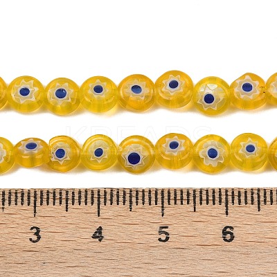 Handmade Millefiori Glass Flat Round Bead Strands LK-P010-01-1