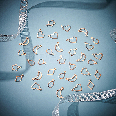 120Pcs 6 Style 304 Stainless Steel Charms STAS-PH0005-38-1