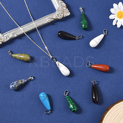 16Pcs 8 Styles Natural & Synthetic Mixed Gemstone Pendants G-YW0002-35-1