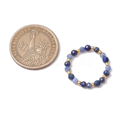 Natural Sodalite Beaded Stretch Rings RJEW-JR00867-01-1