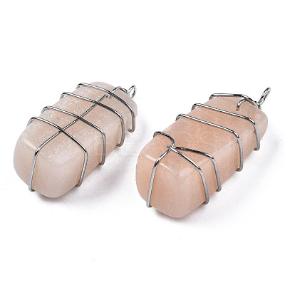 Natural Pink Aventurine Pendants G-S359-358-1