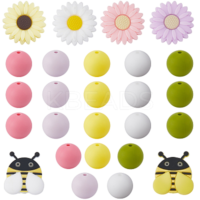 56Pcs 11 Style Food Grade Eco-Friendly Silicone Focal Beads SIL-SC0001-56-1