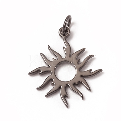 Brass Solar Eclipse Pendants KK-I668-08-1