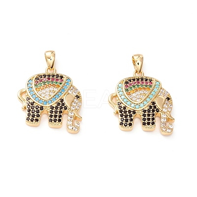 Brass Micro Pave Colorful Cubic Zirconia Pendants ZIRC-Z019-14G-NR-1