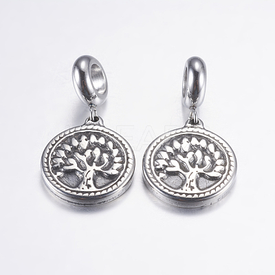 304 Stainless Steel European Dangle Charms STAS-P183-30AS-1