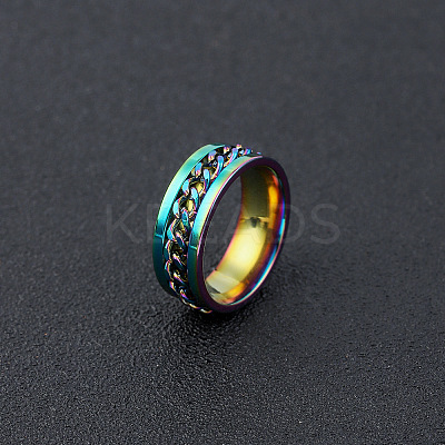 304 Stainless Steel Rotatable Chain Finger Rings for Men FS-WG60CA3-34-1