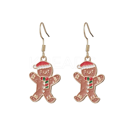 Christmas Alloy Enamel Gingerbread Man Pendant Necklace & Dangle Earrings Sets SJEW-JS01343-1