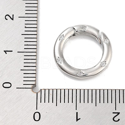 Brass Micro Pave Clear Cubic Zirconia Spring Gate Rings KK-M293-54P-1