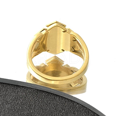 Textured Rhombus 304 Stainless Steel Finger Ring for Women RJEW-L126-06B-G-1