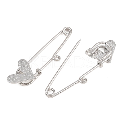 Crisscross Heart 304 Stainless Steel Safety Pins Brooch Findings SA-CBA098D-15E-P01-1