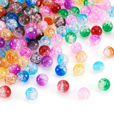 Two Tone Transparent Crackle Acrylic Beads CACR-TA0001-01-1