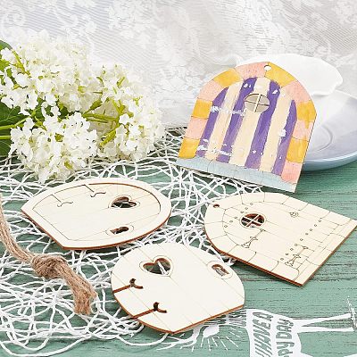 20 Pcs 2 Styles Natural Wood Cabochons WOOD-NB0001-72-1