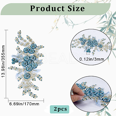 3D Flower Polyester Embroidery Sew on Appliques PATC-WH0012-02B-1