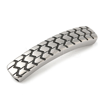 304 Stainless Steel Wheel Textured Curved Rectangle Connector Charms STAS-Z147-09P-1