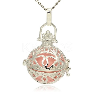 Silver Color Plated Brass Hollow Round Cage Pendants LS-KK-J240-01S-1