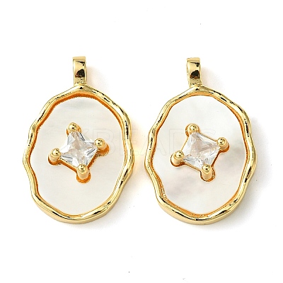 Brass Micro Pave Clear Cubic Zirconia Pendants KK-M277-05B-G-1