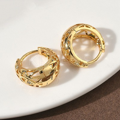 Hollow Triangle Brass Micro Pave Clear Cubic Zirconia Hoop Earrings EJEW-G452-04G-1