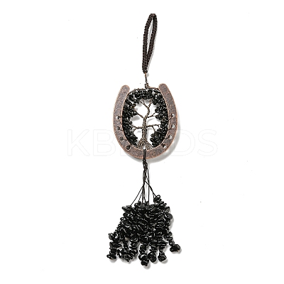 Natural Obsidian Chip Tree of Life Pendants Decoration G-F733-06H-1