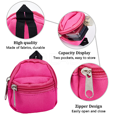 6Pcs 6 Colors Casual Mini Cloth Doll Backpack AJEW-GF0008-36A-1