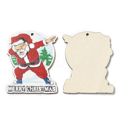 Single Face Christmas Printed Wood Big Pendants WOOD-D025-17-1