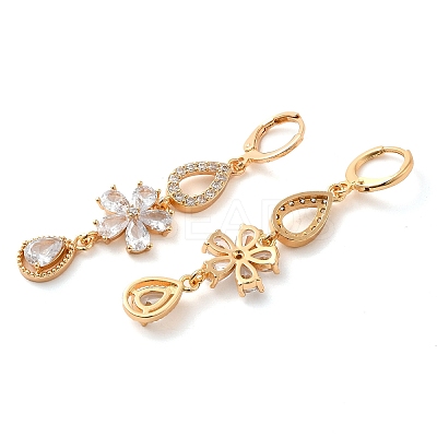 Rack Plating Golden Brass Dangle Leverback Earrings EJEW-B037-16G-1