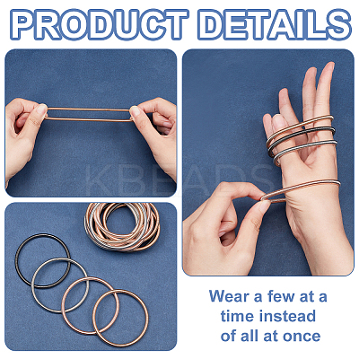 16Pcs 4 Colors Steel Wire Round Snake Chain Stretch Bracelets Set BJEW-BC0001-23-1
