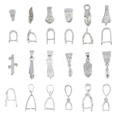 48Pcs 12 Style Brass Pendant Pinch Bails KK-FH0007-21-1