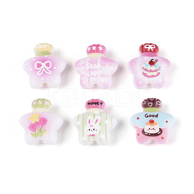 Printed Opaque Acrylic Beads SACR-T018-13M-1