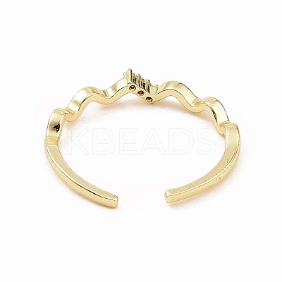 Clear Cubic Zirconia Wave Open Cuff Ring X-RJEW-B028-17G-1