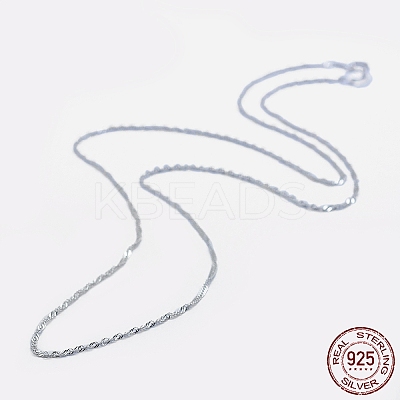 Anti-Tarnish Rhodium Plated 925 Sterling Silver Singapore Chain Necklaces STER-F039-45cm-06P-1