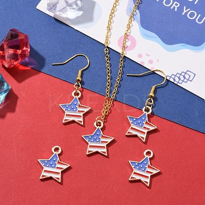 50Pcs Independence Day Light Gold Plated Alloy Enamel Pendants ENAM-LS0001-08LG-1