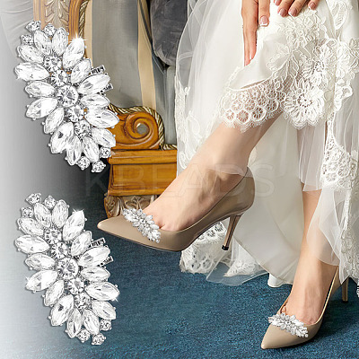 8Pcs 4 Styles Brass Rhinestone Shoe Decorations AJEW-GA0006-98-1