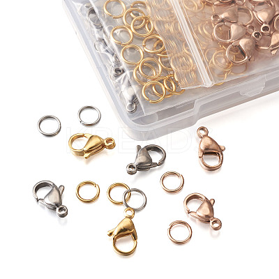 PVD Vacuum Plating 304 Stainless Steel Lobster Claw Clasps and 304 Stainless Steel Jump Rings STAS-YS0001-06-1