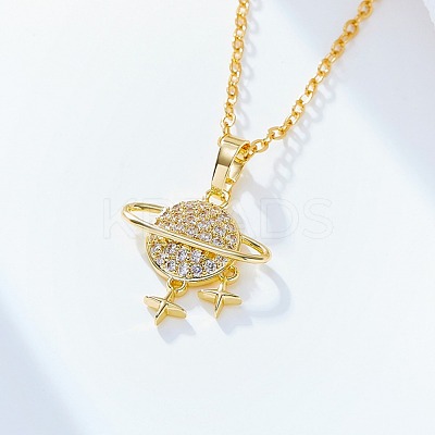 Planet Brass Micro Pave Clear Cubic Zirconia Pendant Necklaces FS-WGFD3F3-01-1