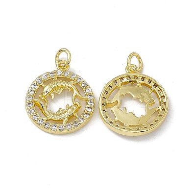 Real 18K Gold Plated Brass Micro Pave Clear Cubic Zirconia Pendants KK-E068-VB409-12-1