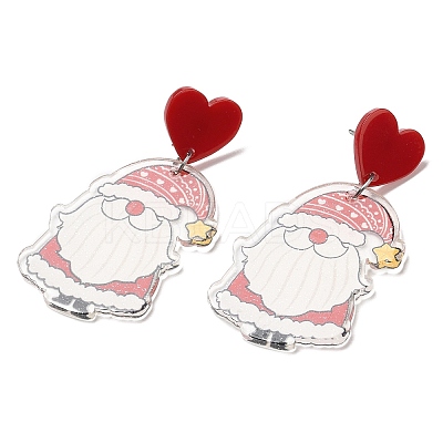 Christmas Acrylic Dangle Stud Earrings with 304 Stainless Steel Pin for Women LS-EJEW-D060-01B-1