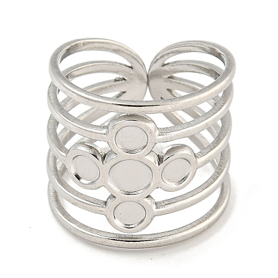 Non-Tarnish 304 Stainless Steel Cross Wide Open Cuff Ring Components RJEW-A043-06P-1