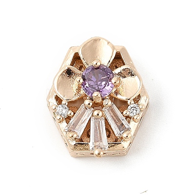 Brass Micro Pave Cubic Zirconia Beads KK-K297-28G-03-1