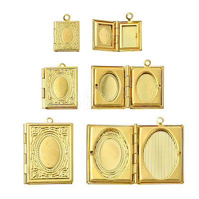 15Pcs 3 Styles Brass Locket Pendants FIND-CJ0004-73-1