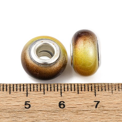 Two Tone Opaque Resin Rondelle European Beads RESI-Z046-02E-1