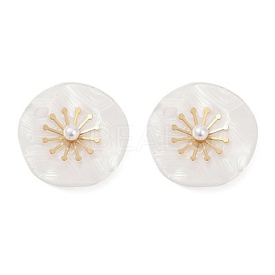 304 Stainless Steel ABS Imitation Pearl Stud Earrings for Women EJEW-M095-06G-02-1